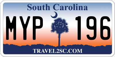 SC license plate MYP196
