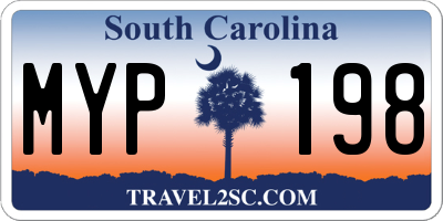 SC license plate MYP198