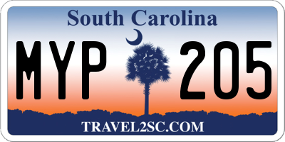 SC license plate MYP205