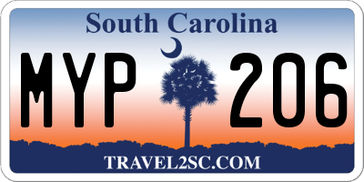 SC license plate MYP206