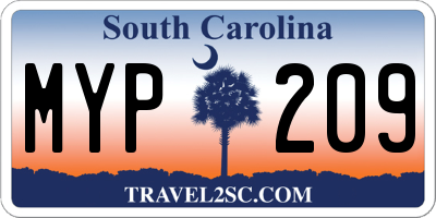 SC license plate MYP209