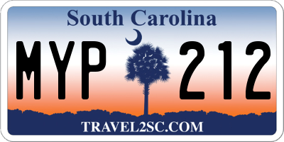 SC license plate MYP212