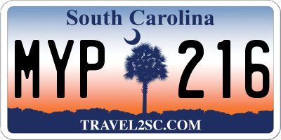 SC license plate MYP216
