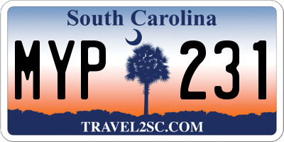SC license plate MYP231
