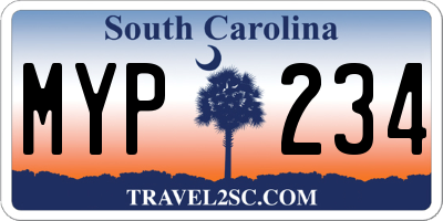 SC license plate MYP234