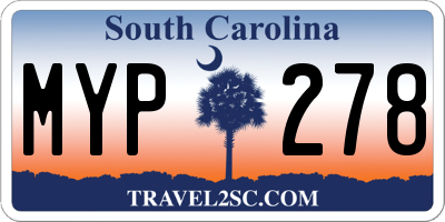 SC license plate MYP278