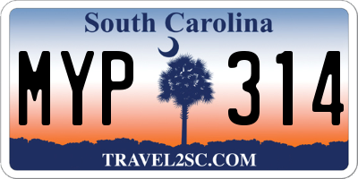 SC license plate MYP314