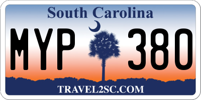 SC license plate MYP380