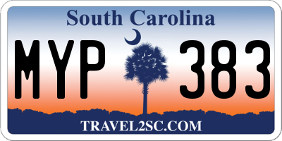 SC license plate MYP383
