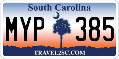 SC license plate MYP385