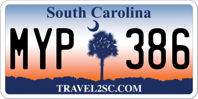 SC license plate MYP386