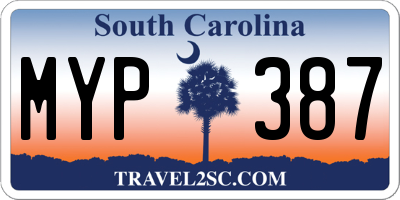SC license plate MYP387