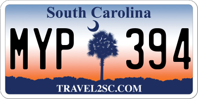 SC license plate MYP394