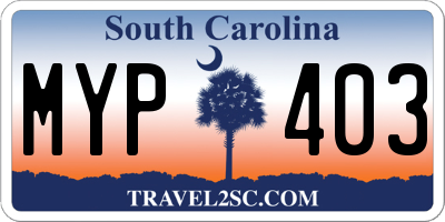 SC license plate MYP403
