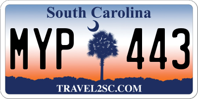 SC license plate MYP443