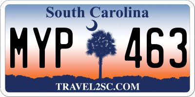 SC license plate MYP463