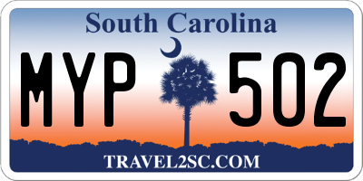 SC license plate MYP502