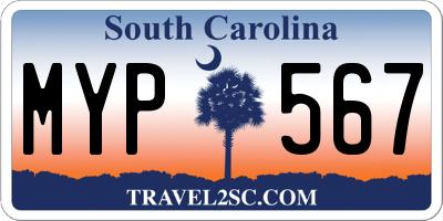 SC license plate MYP567