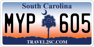 SC license plate MYP605