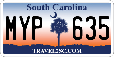 SC license plate MYP635