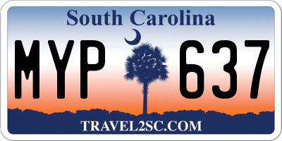 SC license plate MYP637
