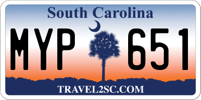 SC license plate MYP651