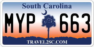 SC license plate MYP663