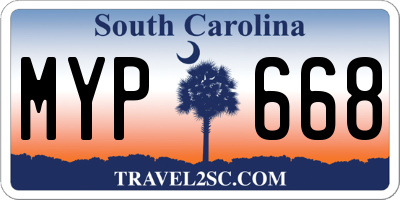 SC license plate MYP668