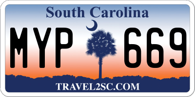 SC license plate MYP669