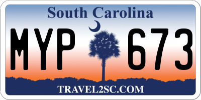 SC license plate MYP673