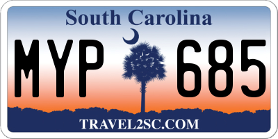 SC license plate MYP685