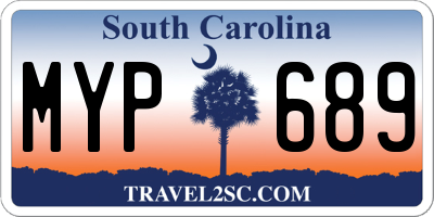 SC license plate MYP689