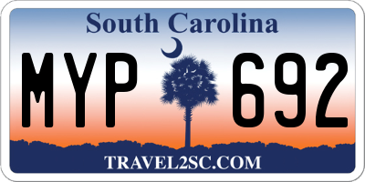 SC license plate MYP692