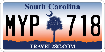 SC license plate MYP718