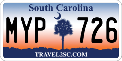 SC license plate MYP726