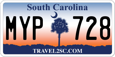 SC license plate MYP728
