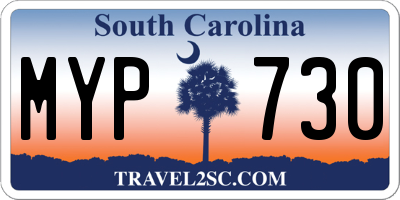 SC license plate MYP730