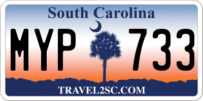 SC license plate MYP733