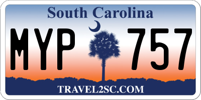 SC license plate MYP757