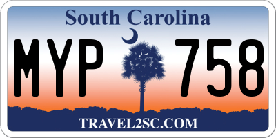 SC license plate MYP758
