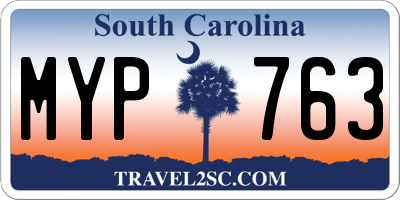 SC license plate MYP763