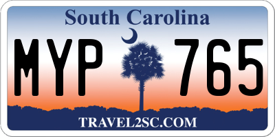 SC license plate MYP765