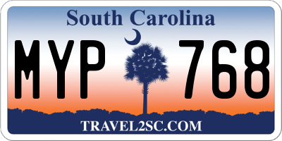 SC license plate MYP768