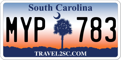 SC license plate MYP783