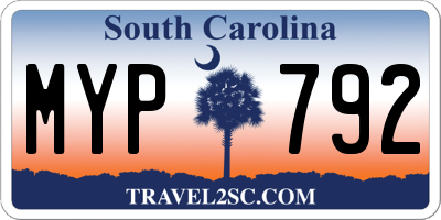 SC license plate MYP792