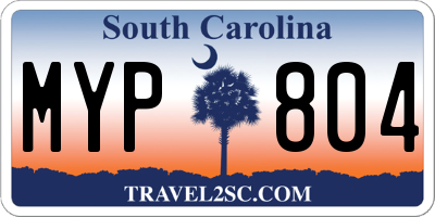 SC license plate MYP804