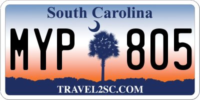 SC license plate MYP805
