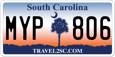 SC license plate MYP806