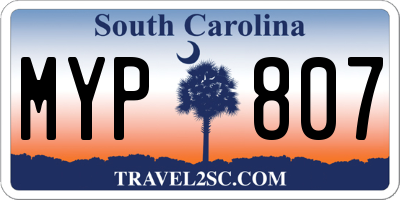 SC license plate MYP807