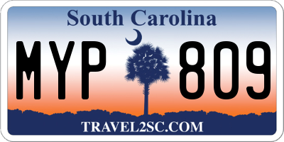 SC license plate MYP809